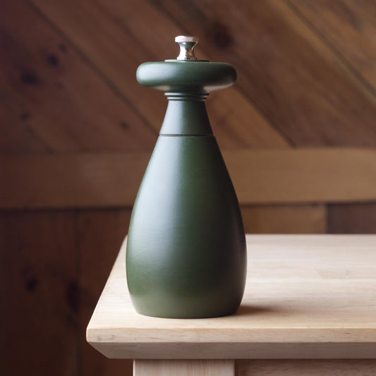 Pepper Grinder - Cherry wood - 6 inches painted green