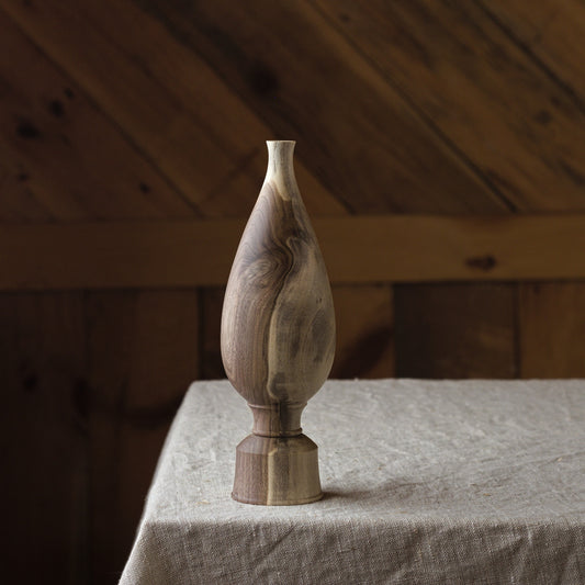 Dry Flower Vase- 8", black walnut